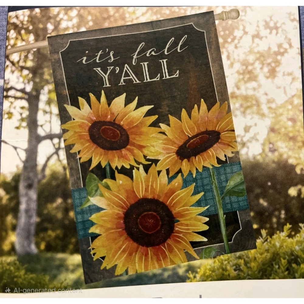 Style Selections Its Fall YAll Sunflower House‎ Flag 28x44 Autumn New 5967463